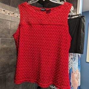 1980s George Deep Christmas Red Sleeveless Top XL 16-18 like new, Lacey